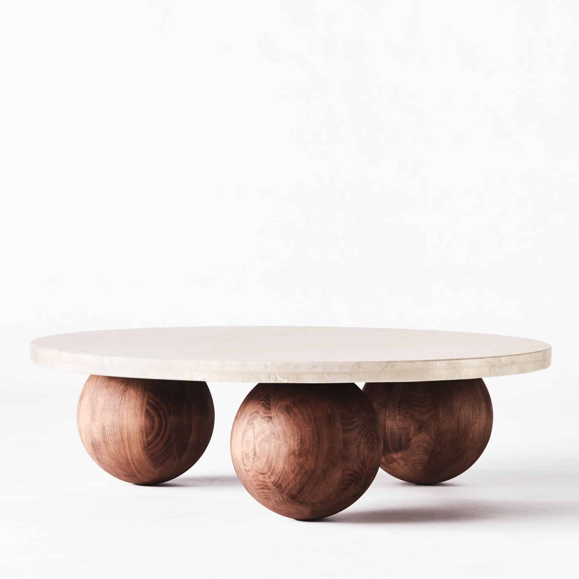 Sphere Round Sofa Table Travertino